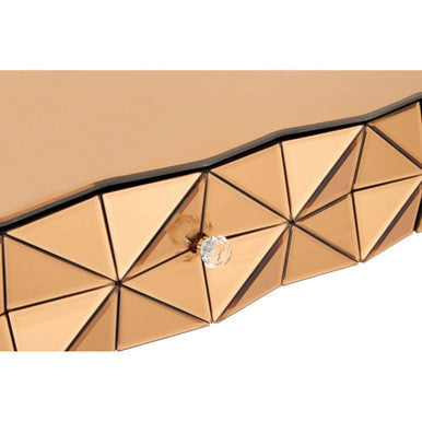 Orsina Soho Geometric Copper Coffee Table with Smoked Glass Top