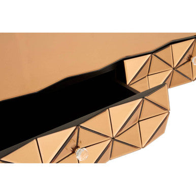 Orsina Soho Geometric Copper Coffee Table with Smoked Glass Top