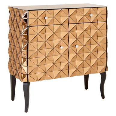 Orsina Soho Copper Finish Cabinet – 3D Mirrored Geometric Storage