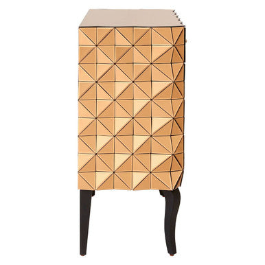 Orsina Soho Copper Finish Cabinet – 3D Mirrored Geometric Storage