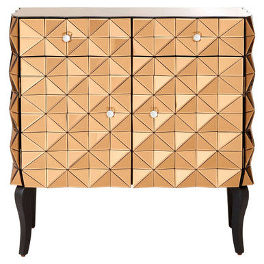 Orsina Soho Copper Finish Cabinet – 3D Mirrored Geometric Storage
