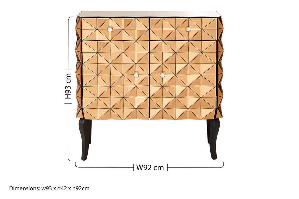 Orsina Soho Copper Finish Cabinet – 3D Mirrored Geometric Storage