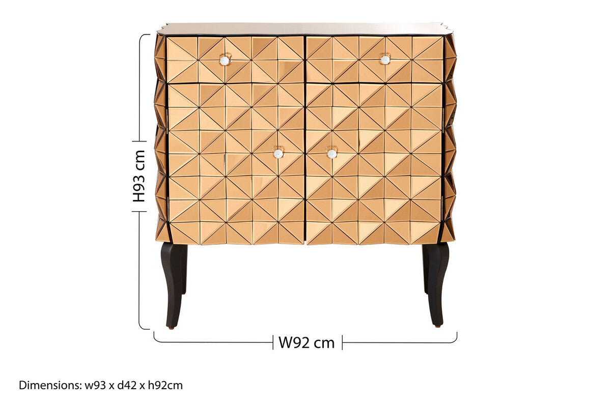 Orsina Soho Copper Finish Cabinet – 3D Mirrored Geometric Storage