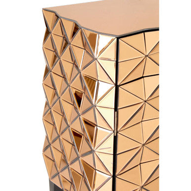Orsina Soho Copper Finish Cabinet – 3D Mirrored Geometric Storage