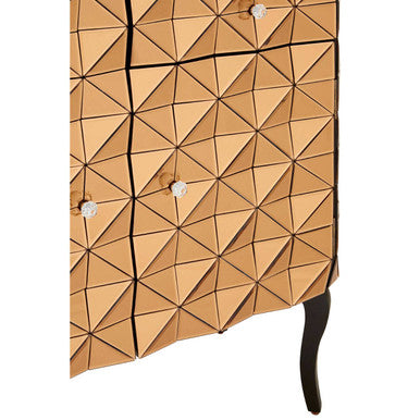 Orsina Soho Copper Finish Cabinet – 3D Mirrored Geometric Storage