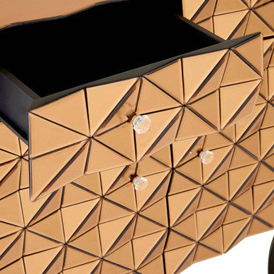 Orsina Soho Copper Finish Cabinet – 3D Mirrored Geometric Storage