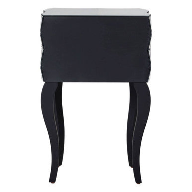 Orsina Soho Smoked Glass 2-Drawer Bedside Table with 3D Geometric Front