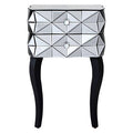 Orsina Soho Smoked Glass 2-Drawer Bedside Table with 3D Geometric Front