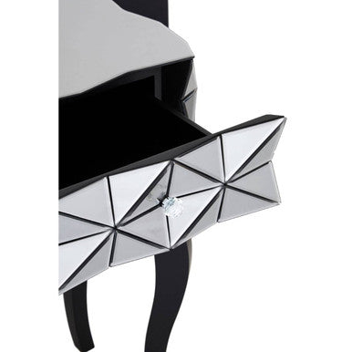 Orsina Soho Smoked Glass 2-Drawer Bedside Table with 3D Geometric Front