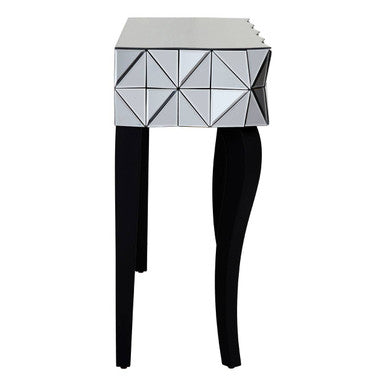 Orsina Smoke Mirrored Glass 2-Drawer Console Table with Silver Detail