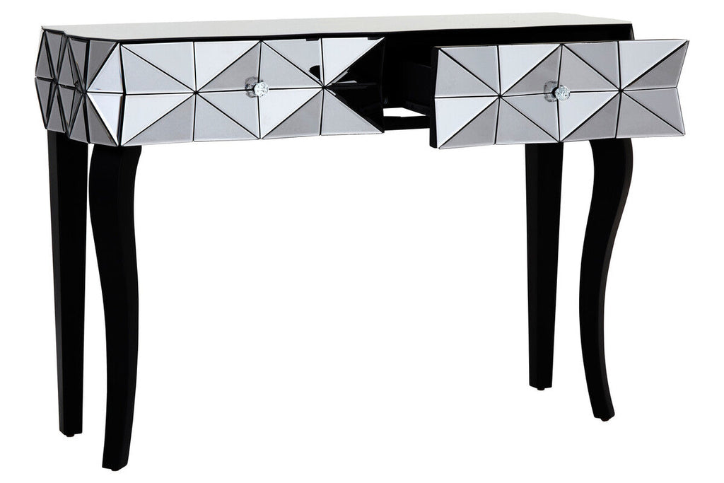 Orsina Smoke Mirrored Glass 2-Drawer Console Table with Silver Detail