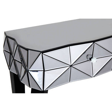 Orsina Smoke Mirrored Glass 2-Drawer Console Table with Silver Detail