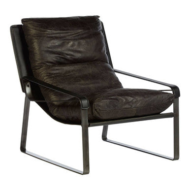 Orsina Hoxton Modern Lounge Chair – Dark Brown Leather Accent Chair