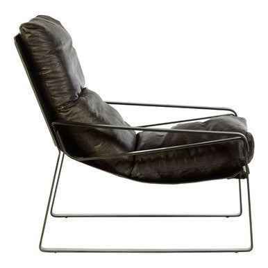 Orsina Hoxton Modern Lounge Chair – Dark Brown Leather Accent Chair
