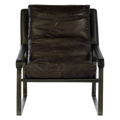 Orsina Hoxton Modern Lounge Chair – Dark Brown Leather Accent Chair