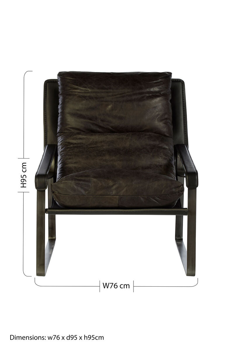 Orsina Hoxton Modern Lounge Chair – Dark Brown Leather Accent Chair