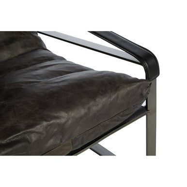 Orsina Hoxton Modern Lounge Chair – Dark Brown Leather Accent Chair
