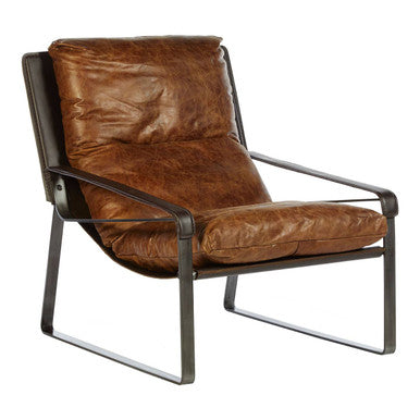 Orsina Hoxton Light Brown Leather Lounge Chair | Modern Accent Chair