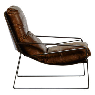 Orsina Hoxton Light Brown Leather Lounge Chair | Modern Accent Chair