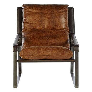 Orsina Hoxton Light Brown Leather Lounge Chair | Modern Accent Chair