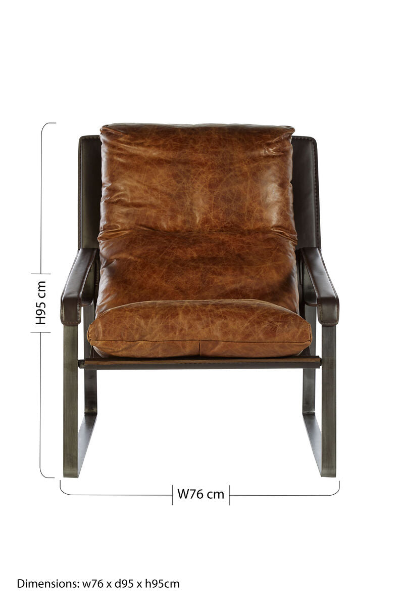 Orsina Hoxton Light Brown Leather Lounge Chair | Modern Accent Chair