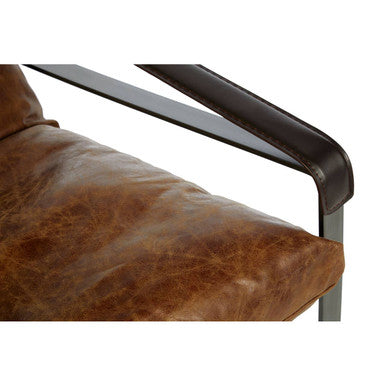 Orsina Hoxton Light Brown Leather Lounge Chair | Modern Accent Chair