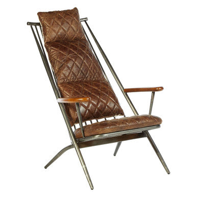 Orsina Hoxton Brown Genuine Leather Accent Chair | Modern Occasional Seat
