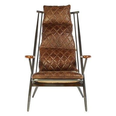 Orsina Hoxton Brown Genuine Leather Accent Chair | Modern Occasional Seat