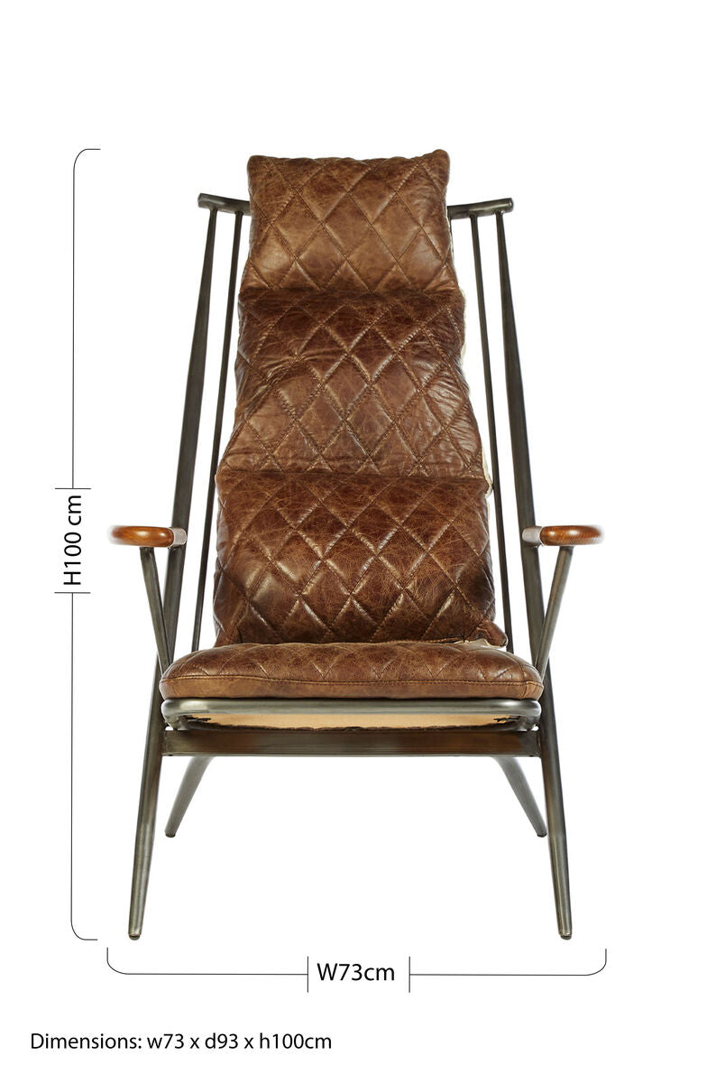 Orsina Hoxton Brown Genuine Leather Accent Chair | Modern Occasional Seat