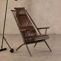 Orsina Hoxton Brown Genuine Leather Accent Chair | Modern Occasional Seat