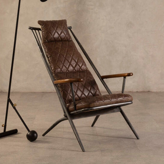 Orsina Hoxton Brown Genuine Leather Accent Chair | Modern Occasional Seat