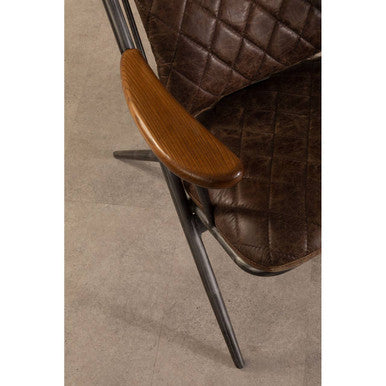 Orsina Hoxton Brown Genuine Leather Accent Chair | Modern Occasional Seat