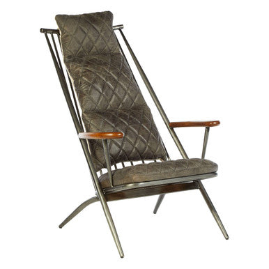 Orsina Hoxton Modern Accent Chair – Genuine Grey Leather Lounge Seating