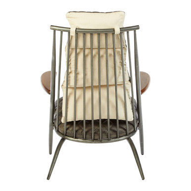 Orsina Hoxton Modern Accent Chair – Genuine Grey Leather Lounge Seating