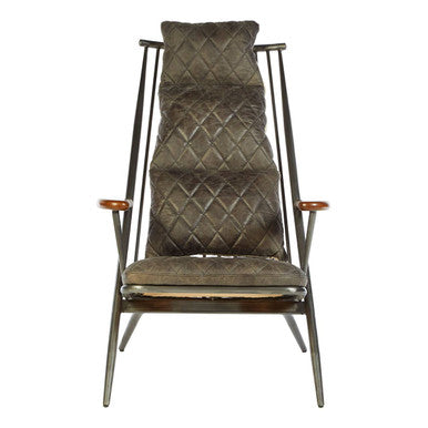 Orsina Hoxton Modern Accent Chair – Genuine Grey Leather Lounge Seating