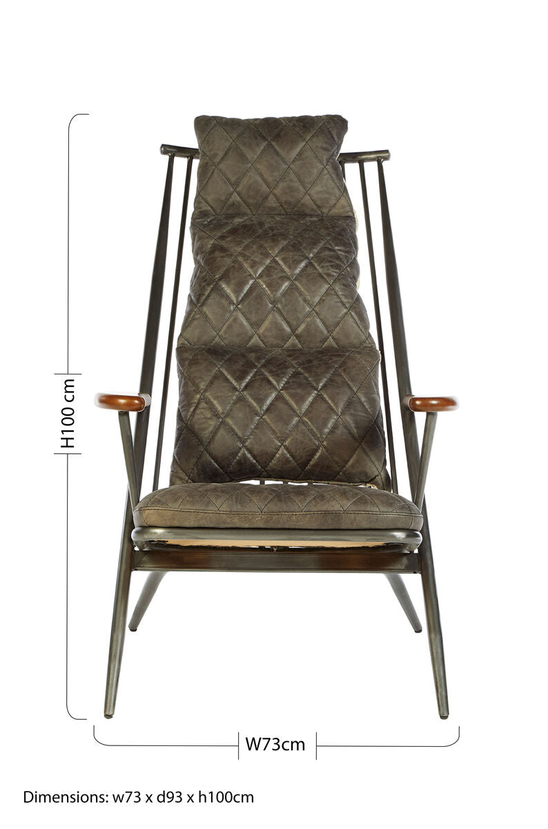 Orsina Hoxton Modern Accent Chair – Genuine Grey Leather Lounge Seating
