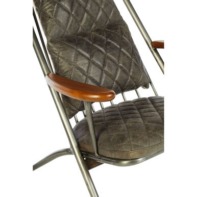 Orsina Hoxton Modern Accent Chair – Genuine Grey Leather Lounge Seating