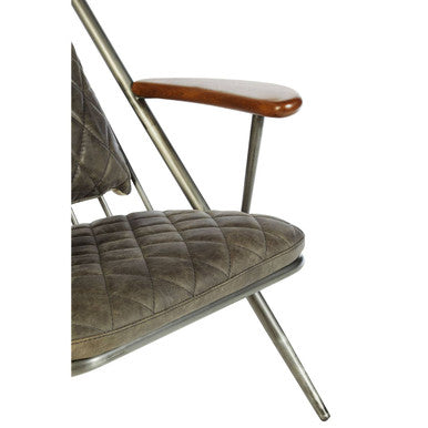 Orsina Hoxton Modern Accent Chair – Genuine Grey Leather Lounge Seating