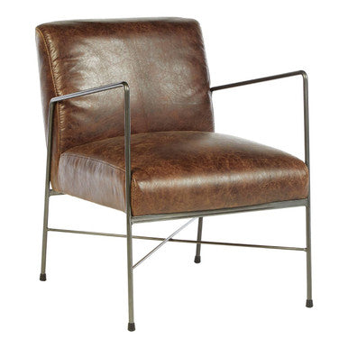 Orsina Hoxton Brown Leather Lounge Chair – Modern Living Room Armchair