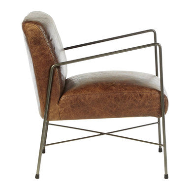 Orsina Hoxton Brown Leather Lounge Chair – Modern Living Room Armchair