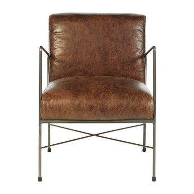 Orsina Hoxton Brown Leather Lounge Chair – Modern Living Room Armchair