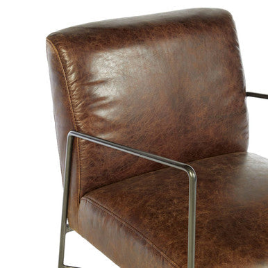 Orsina Hoxton Brown Leather Lounge Chair – Modern Living Room Armchair