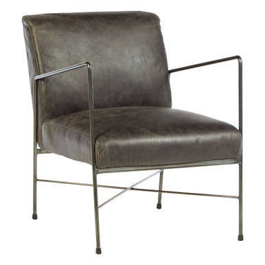 Orsina Hoxton Grey Leather Lounge Chair – Modern Contemporary Accent