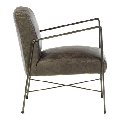 Orsina Hoxton Grey Leather Lounge Chair – Modern Contemporary Accent