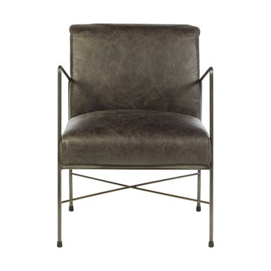 Orsina Hoxton Grey Leather Lounge Chair – Modern Contemporary Accent