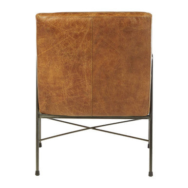 Orsina Hoxton Leather Lounge Chair – Light Brown Industrial Accent Seat