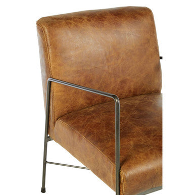 Orsina Hoxton Leather Lounge Chair – Light Brown Industrial Accent Seat