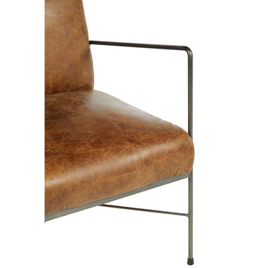 Orsina Hoxton Leather Lounge Chair – Light Brown Industrial Accent Seat