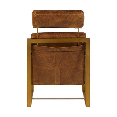 Orsina Hoxton Leather Lounge Chair – Light Brown Industrial Iron Frame