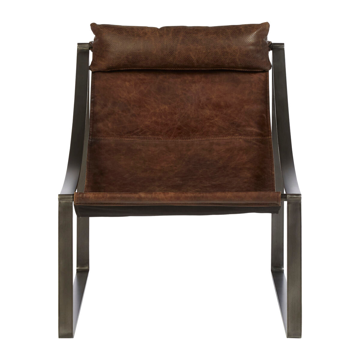 Orsina Hoxton Brown Leather Sling Chair – Modern Lounge Accent Seating